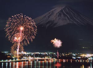 河口湖冬花火