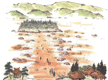 河ロ湖干上がる