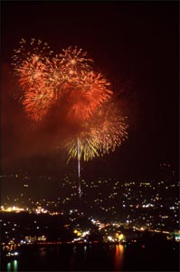 河口湖湖上祭、花火大会（前夜祭）